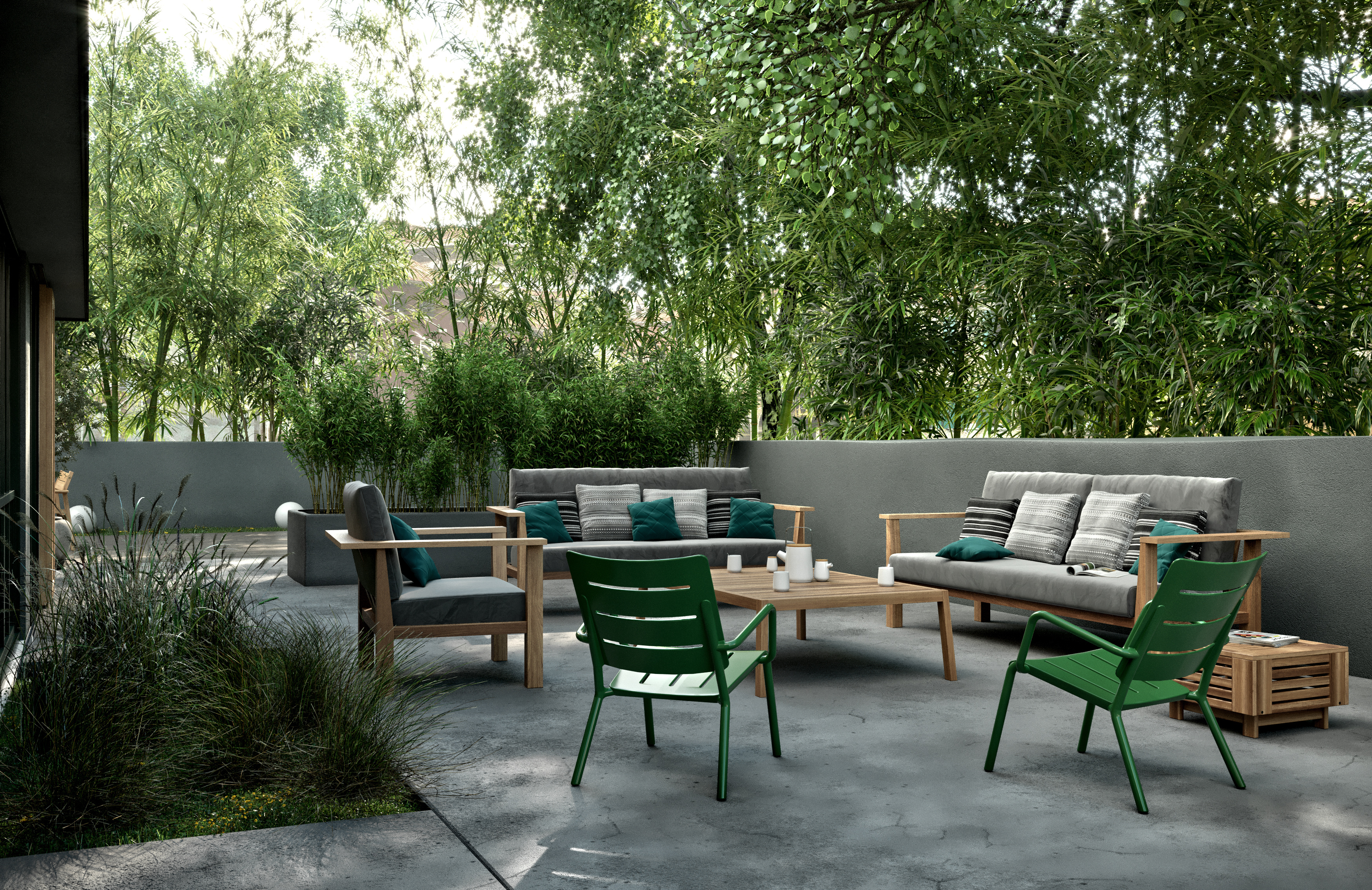 Collaboration avec Scarabée Style pour V33 / Assemblages de teintes maison urbaine - terrasse