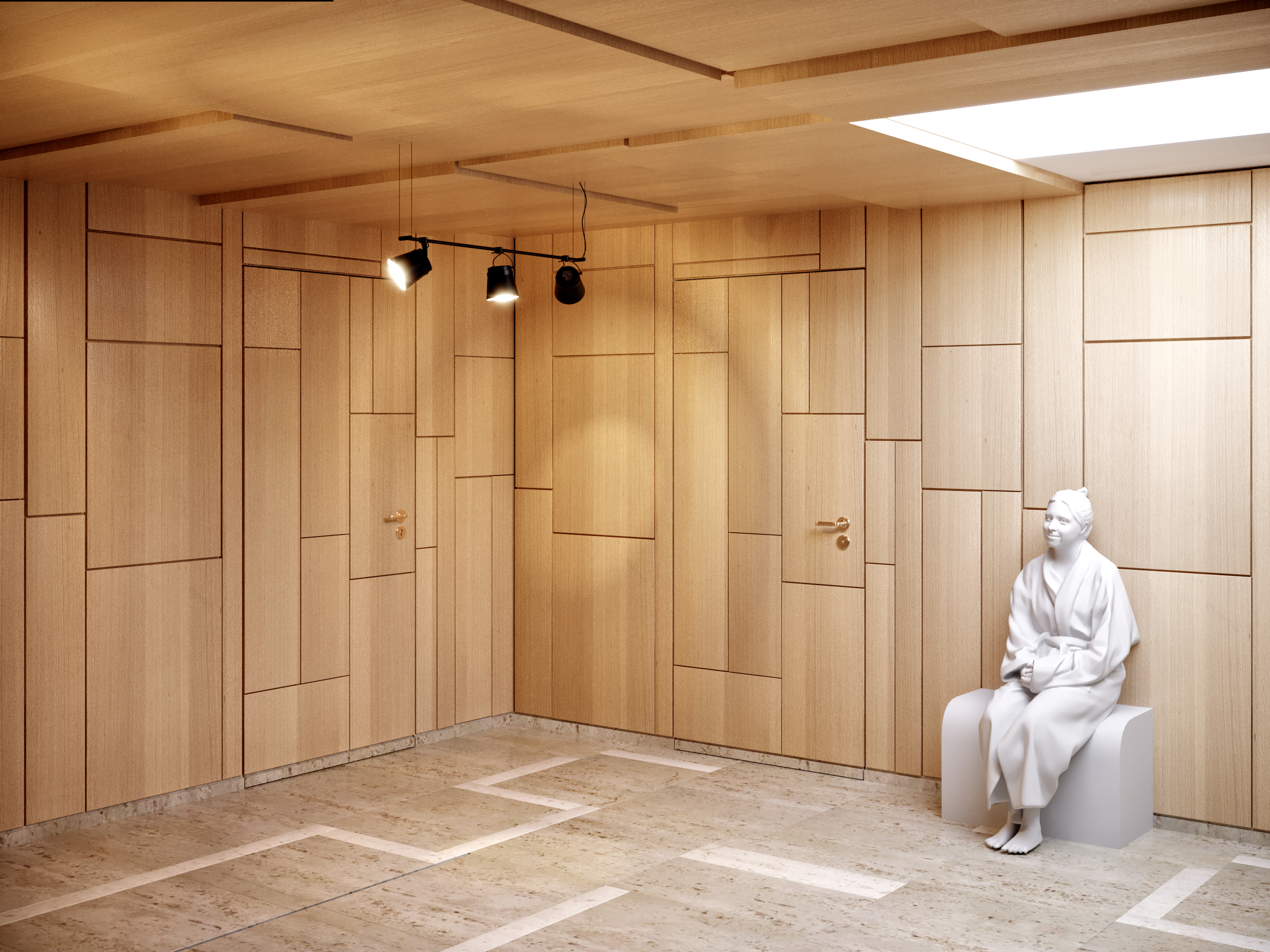 Visuel simple pour valider les principes de calepinage Sol / Mur / Plafond, pour le compte de Daniel Bismut et le SPA du projet "le 10" / Groupe Hervé