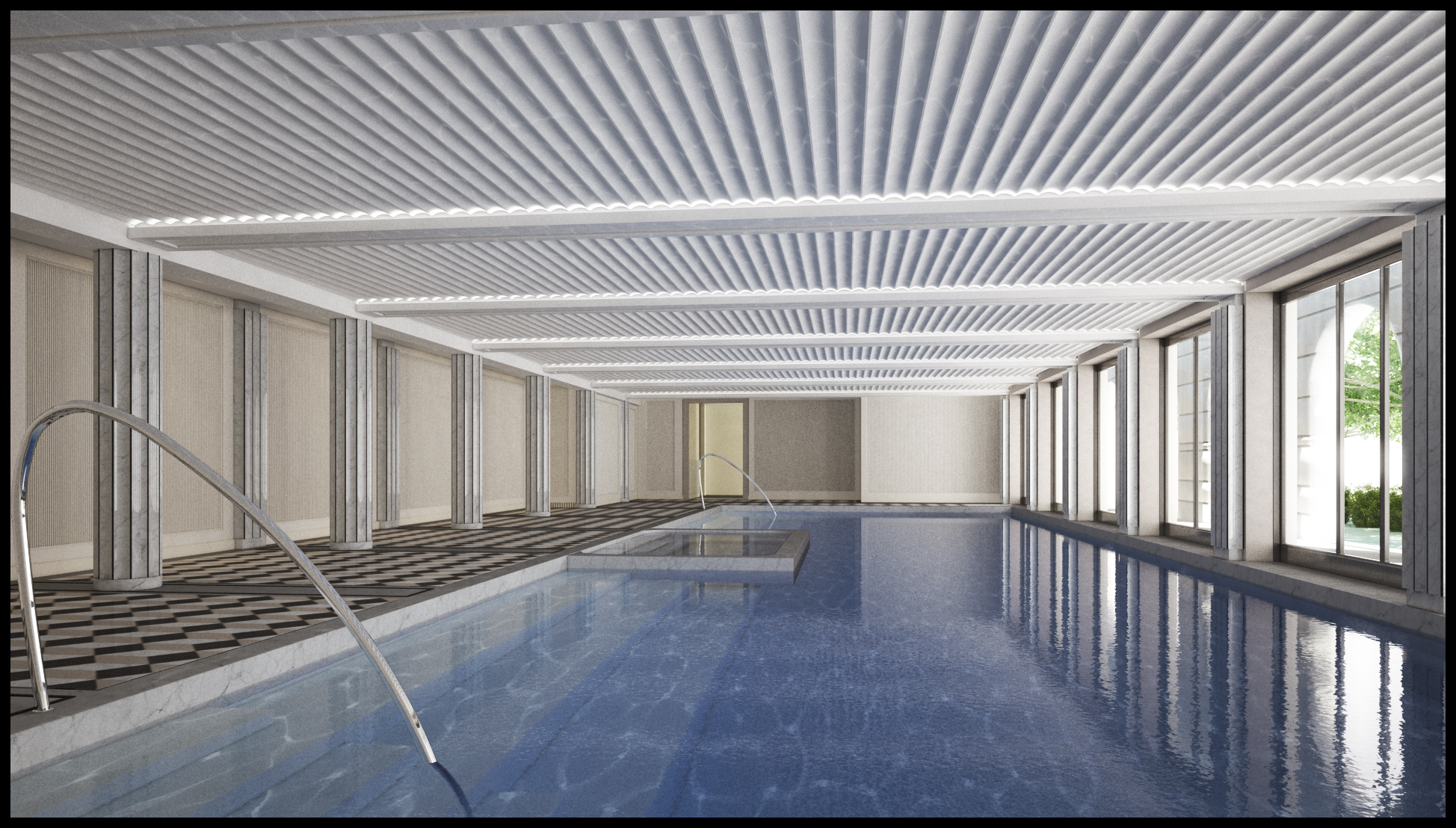 Piscine SPA Jacuzzi, Projet Hôtel Villa Maia, Lyon, Bureau Jacques Grange